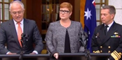Malcolm Turnbull, Marise Payne and Chief of the Navy Vice Admiral Tim Barrett